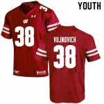 Youth Wisconsin Badgers NCAA #38 Andy Vujnovich Red Authentic Under Armour Stitched College Football Jersey KI31F03XC